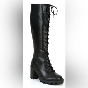 Gianni Bini Black Lace-Up Knee-High Boots